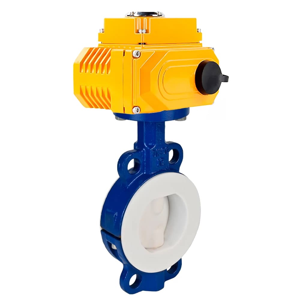 Затвор дисковый поворотный WCB-WCB-PTFE-PTFE-Fb-R Ду300 Ру16 корпус углеродистая сталь WCB, диск углеродистая сталь WCB, футерованный PTFE, уплотнение PTFE, с четвертьоборотным электроприводом QT-N-060 380В