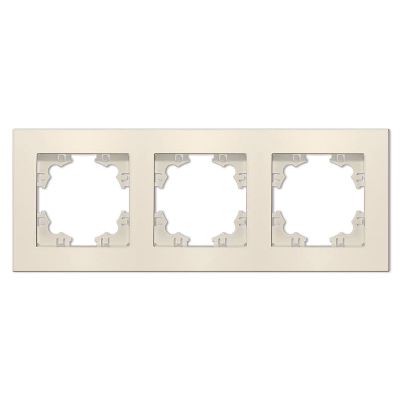 Рамка трехместная горизонтальная Афина слоновая кость (ivory) (еврослот)