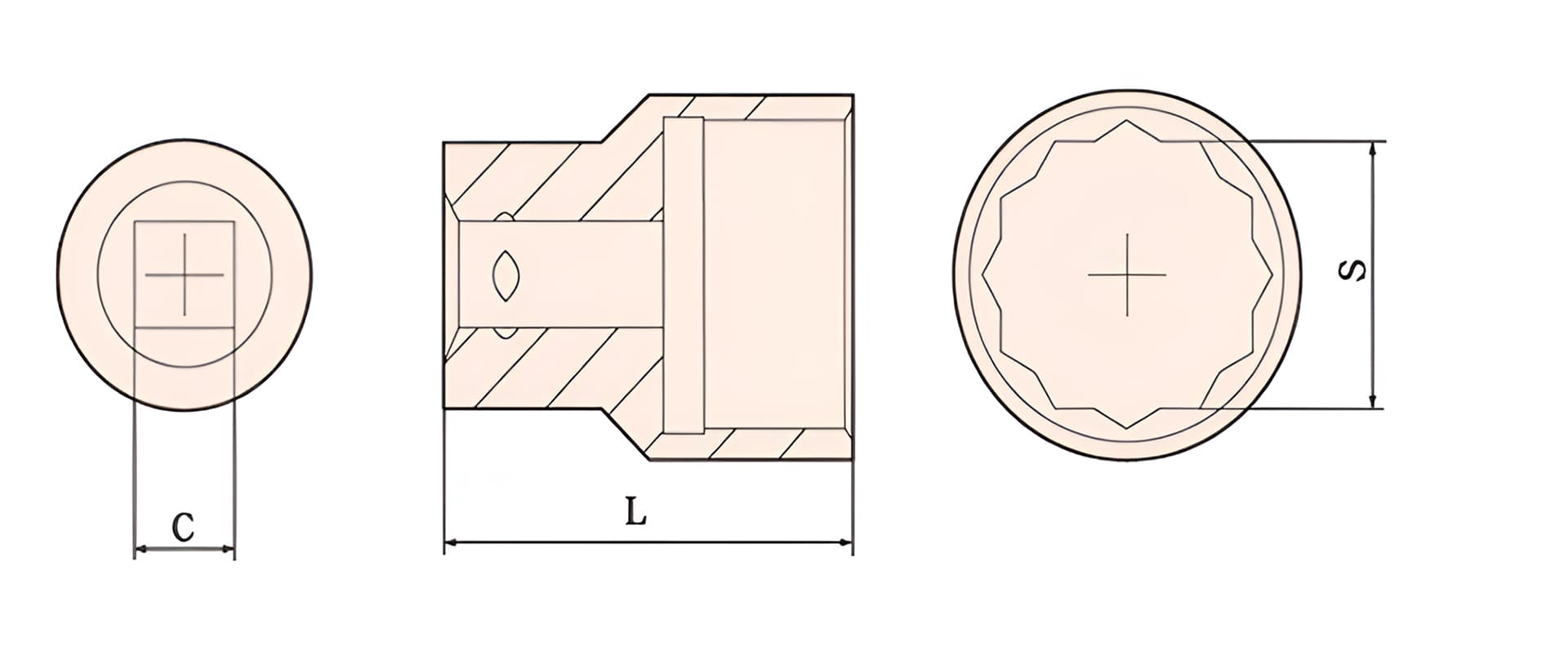 Головка ударная торцевая искробезопасная 12-гр. (1-1/2'')110A-22 AlCu