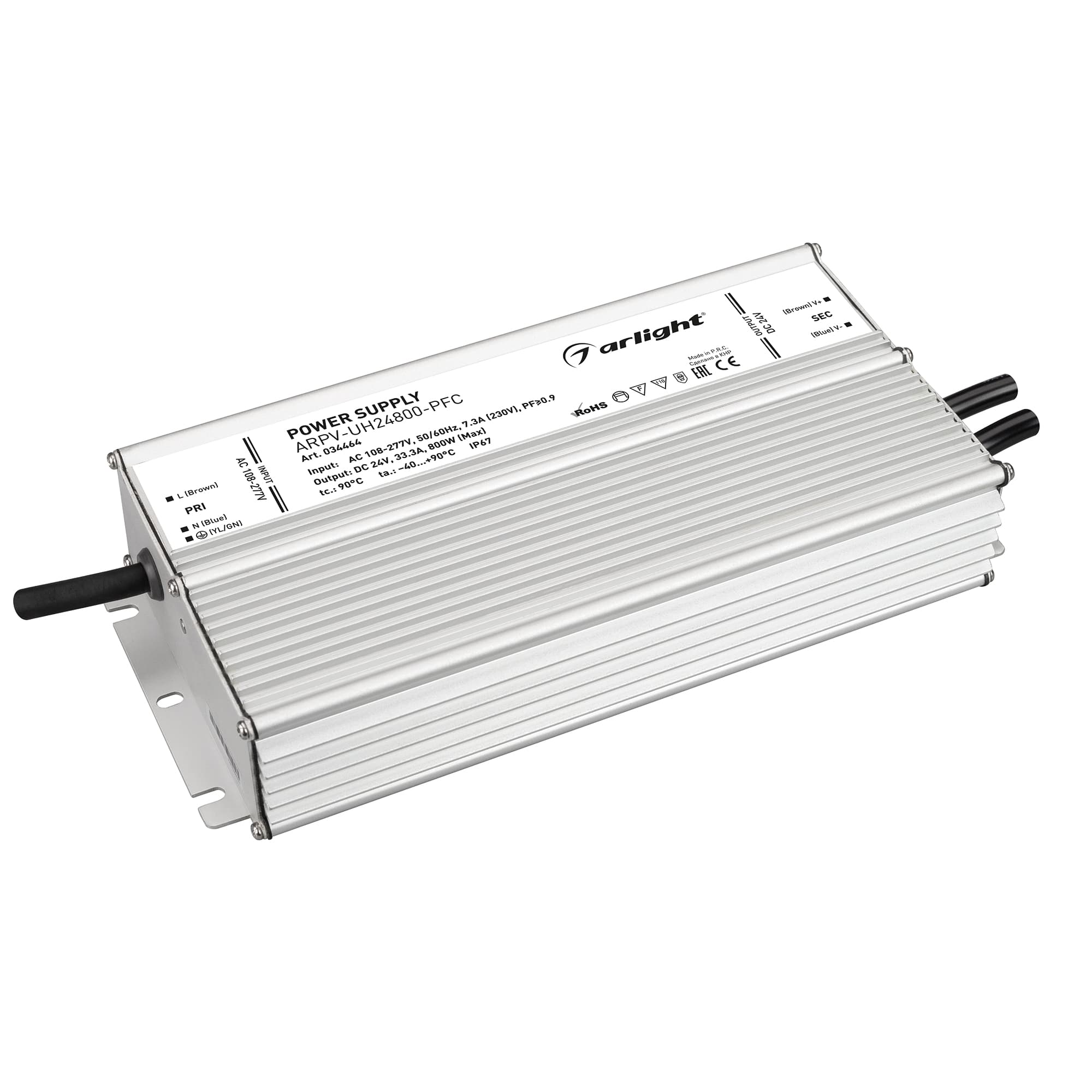 Блок питания ARPV-UH24800-PFC (24V, 33.3A, 800W) ( IP67 Металл, 7 лет)