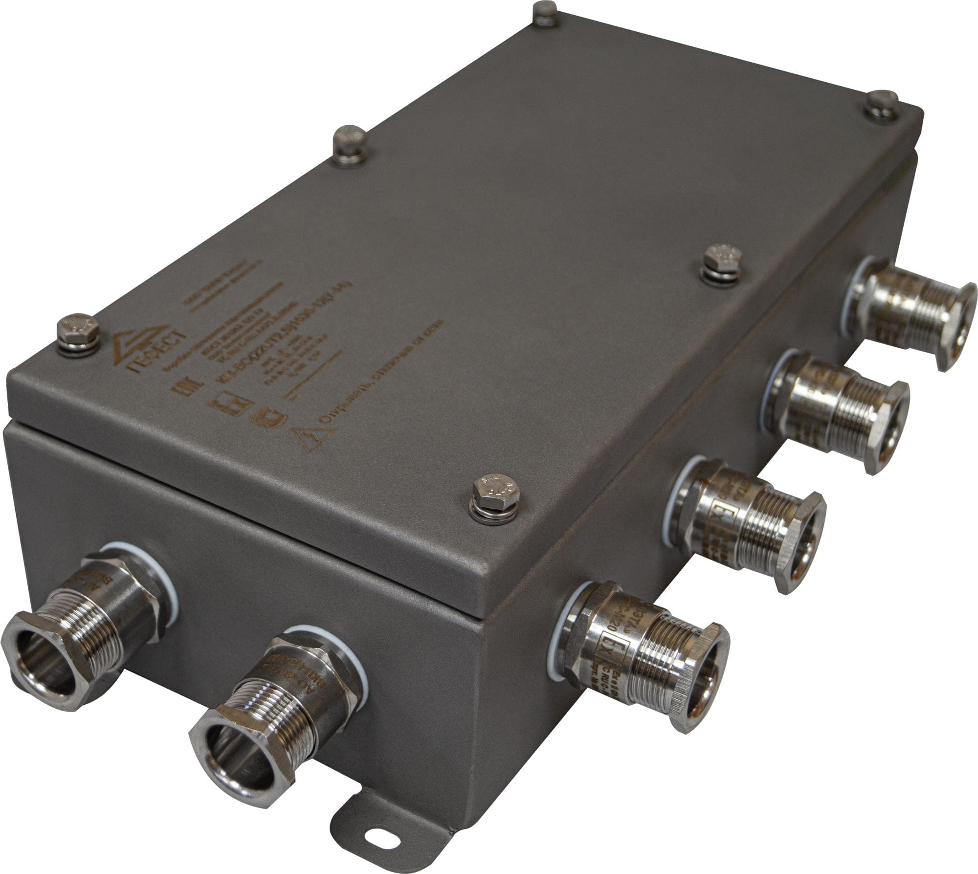 Коробка монтажная огнестойкая Ex КМ-ВО (25SSK0525) 1530 7 вводов AB-(12-20)МР25, CDEF-(7-14)МР20, N-(3-9)MР15 1Ех е IIС Т6…Т4 Gb Х