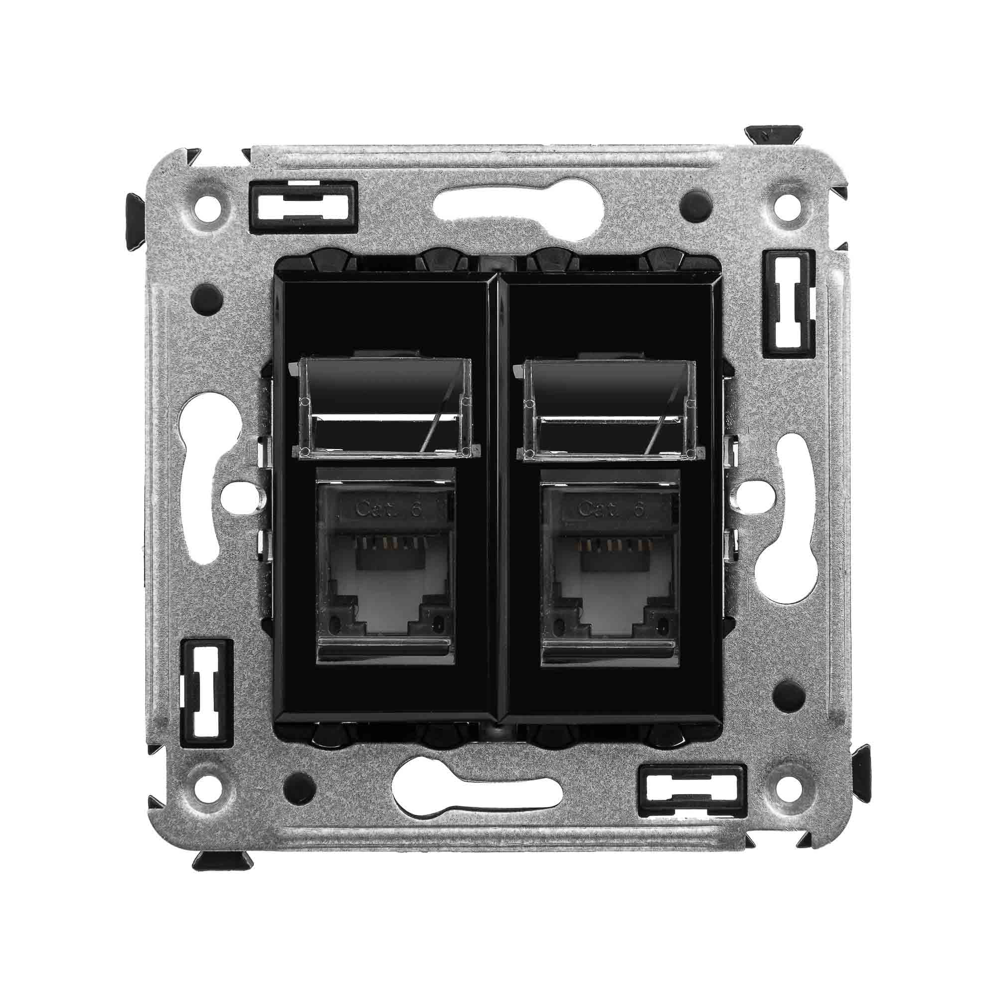 Avanti Розетка RJ-45 в стену, кат.6 двойная, ''Черный квадрат''