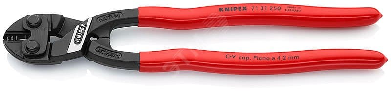 Болторез компактный CoBolT XL резка - с выемкой на кромках для реза толстой проволоки проволока средней твердости 56мм твердая проволока 4мм рояльная струна (HRC 59) 38мм L=200мм черный обливные рукоятки