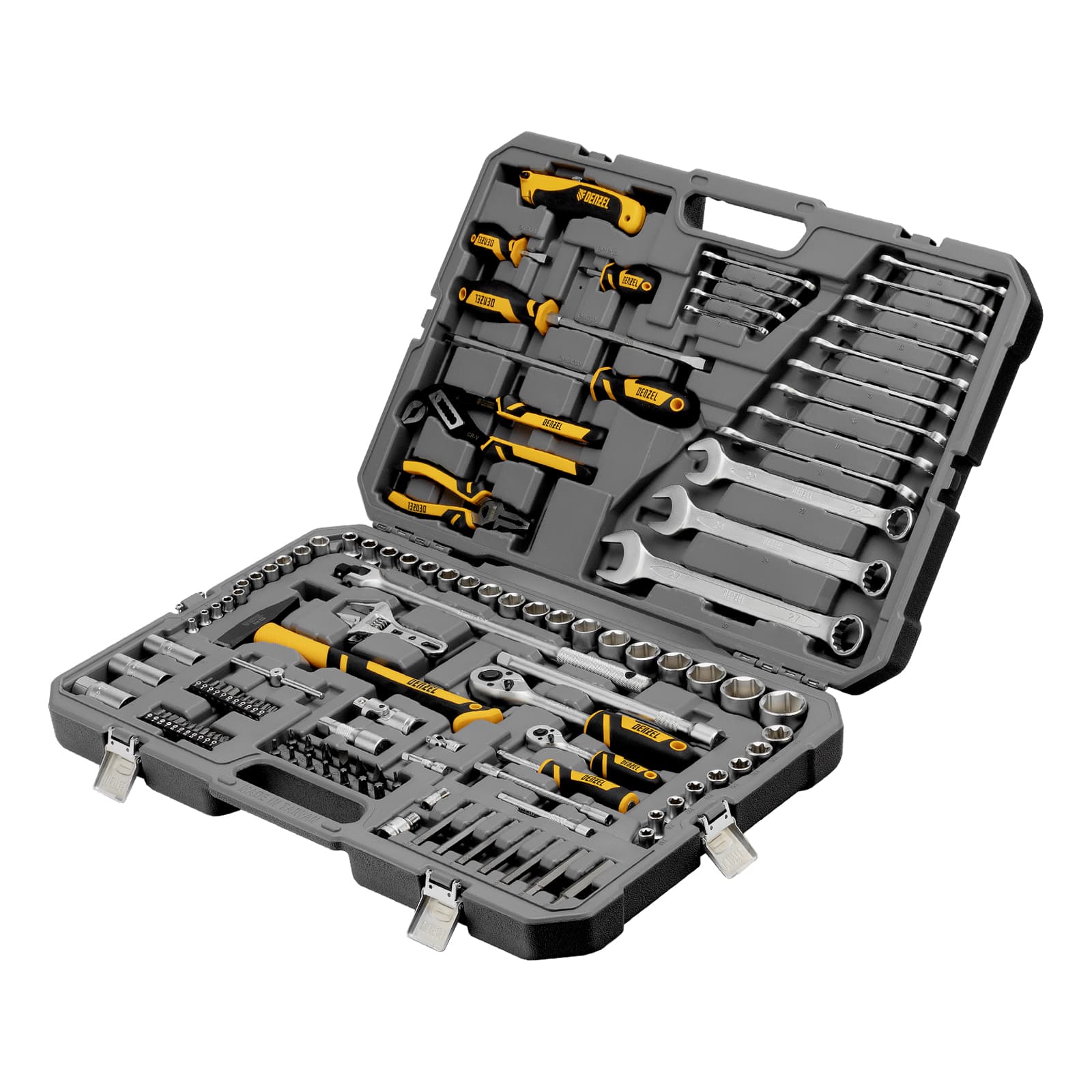 Набор инструментов, 1/2', 1/4', CrV, S2, пластиковый кейс, 122 предмета
