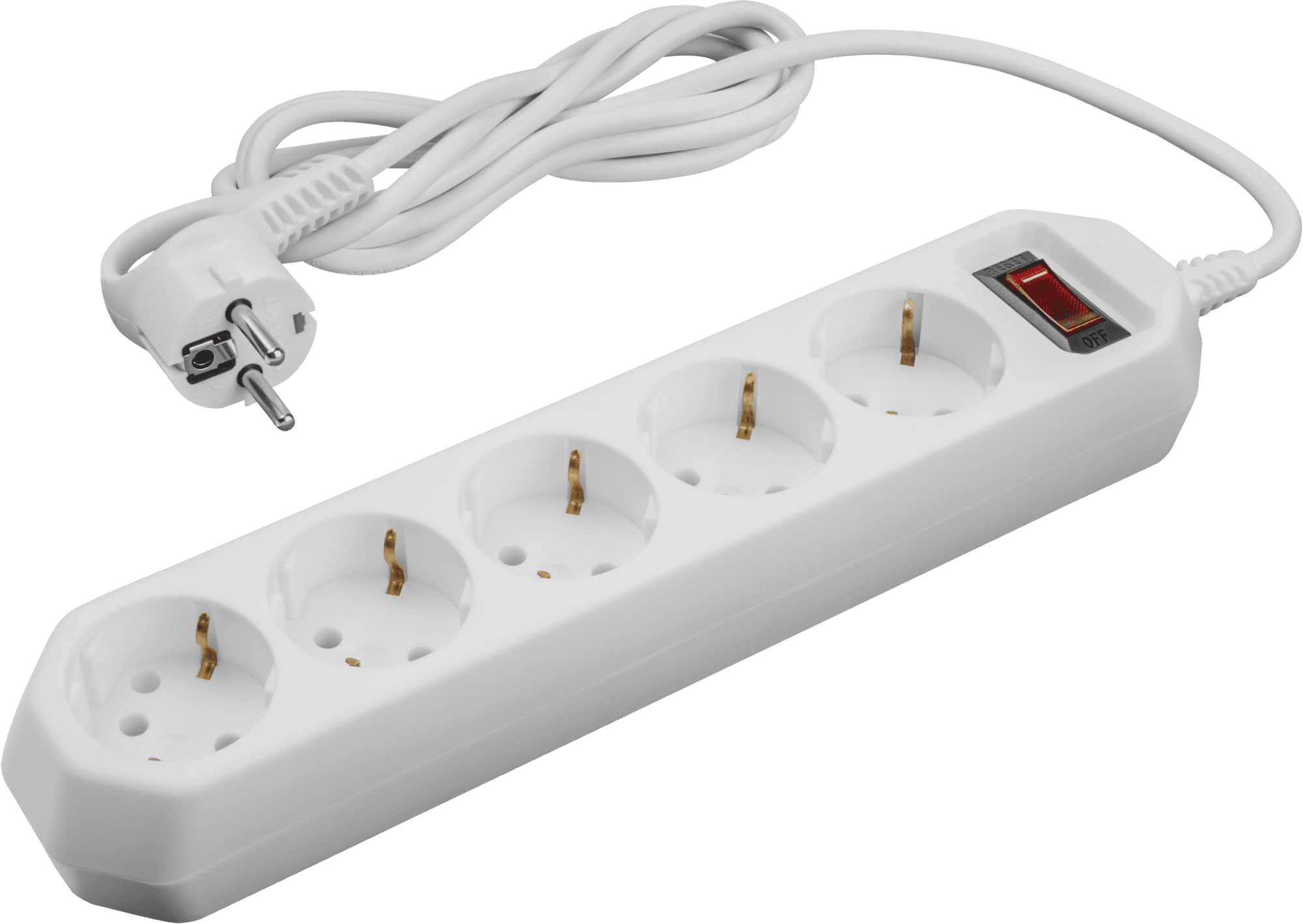 Сетевой фильтр OSP-05-500-ESC-3x0.75-WH 5 розеток 5м ПВС 3х0,75 2200Вт с заземлением с выключателем белый