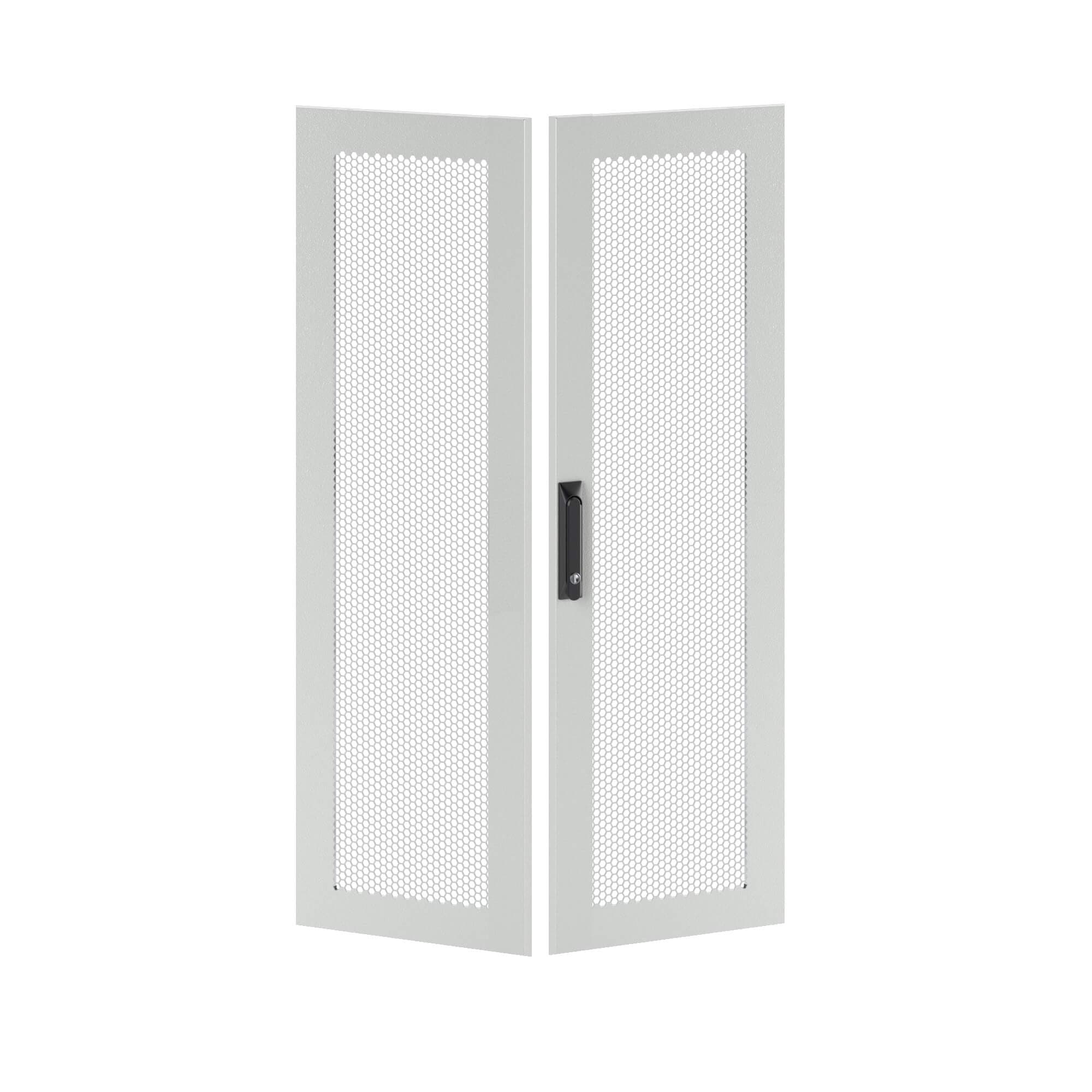 Дверь перфорированная двухстворчатая для IT-CQE 1400x600 RAL7035
