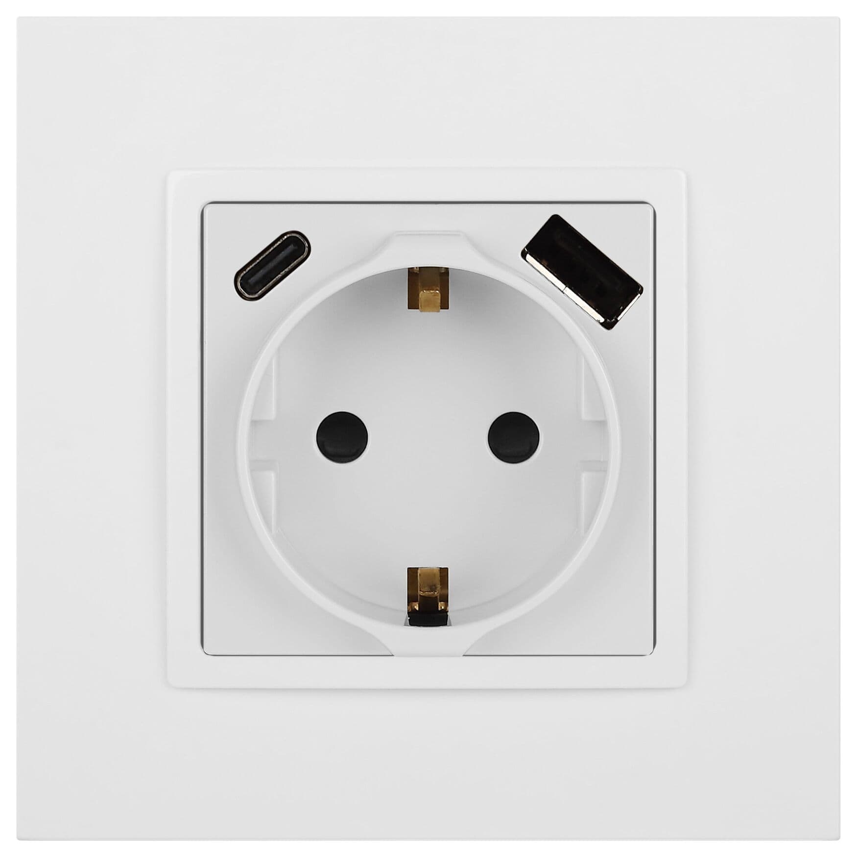 Розетка Elegance 14-4108-01 2P+E 16A-250В со шторками с USB type-A+C 5В-3А белый
