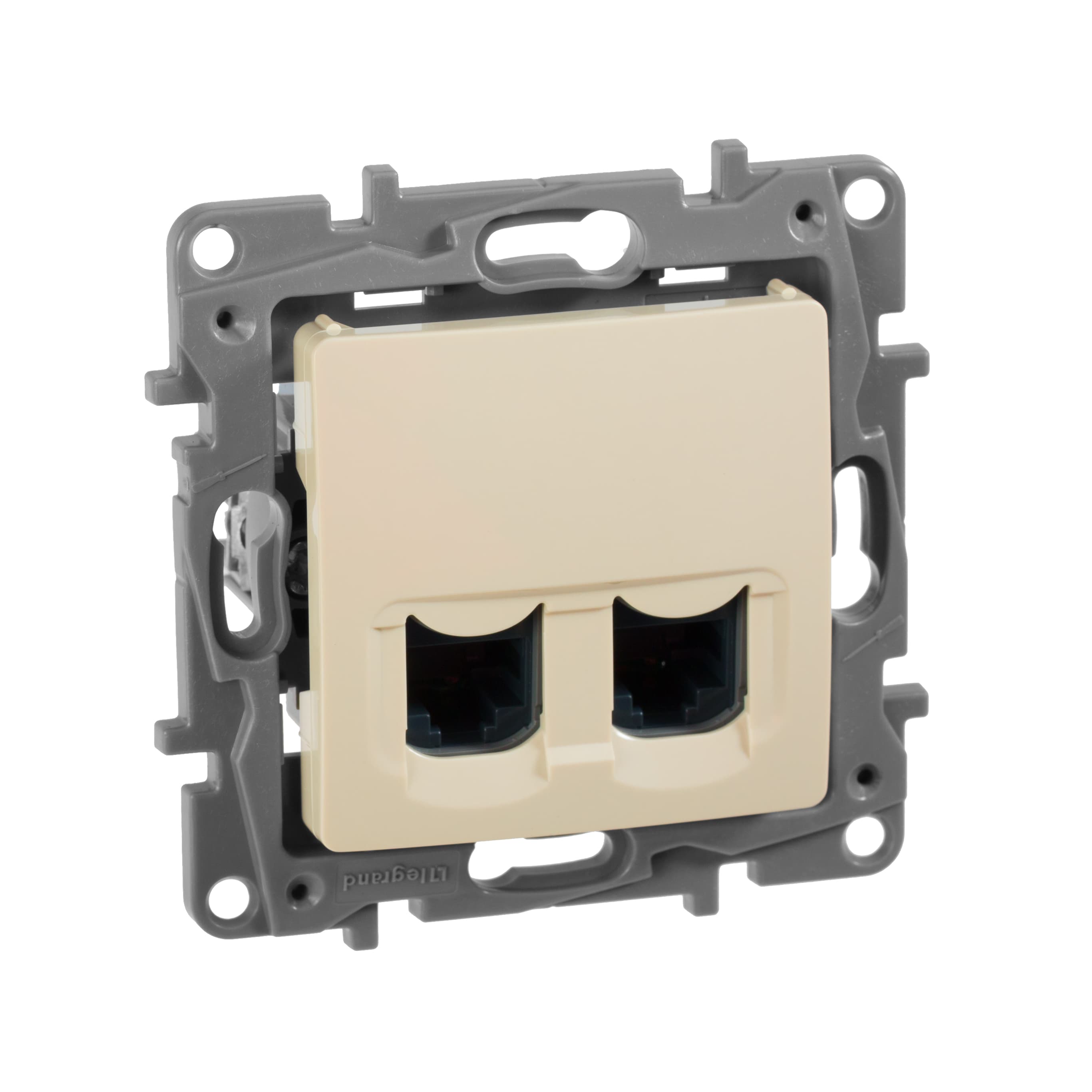 Розетка компьютерная двойная RJ45 категория 5Е UTP слоновая кость ETIKA