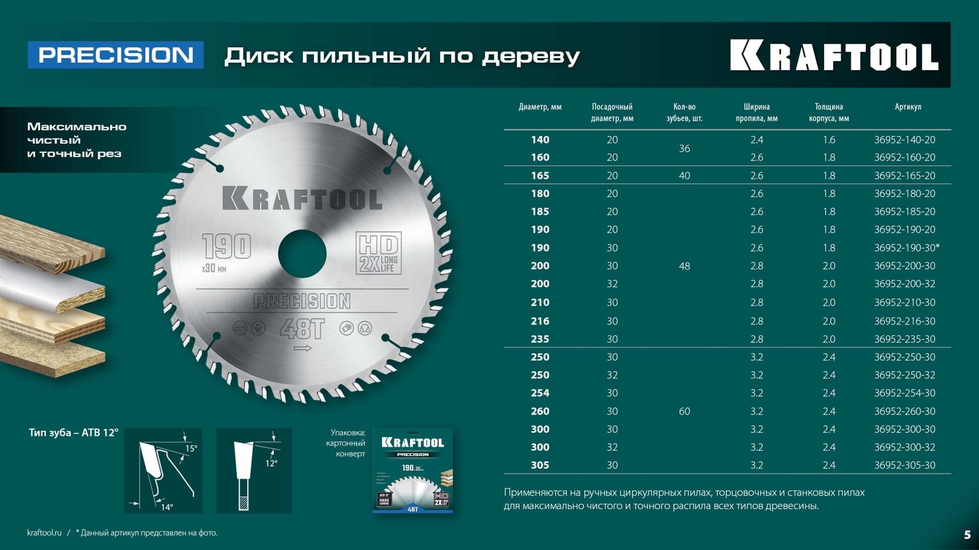 Диск пильный по дереву PRECISION 300х30мм 60Т