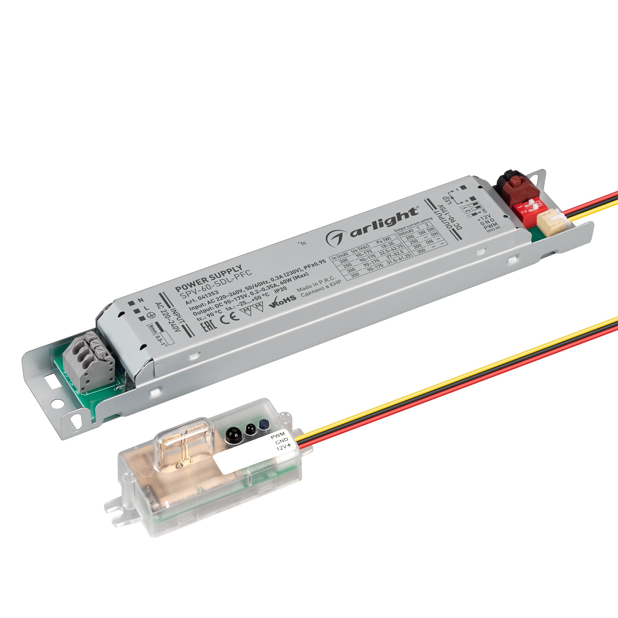 Блок питания SPV-60-SDL-PFC (60W, 90-175V, 0.2-0.35A) (IP20 Металл, 5 лет)