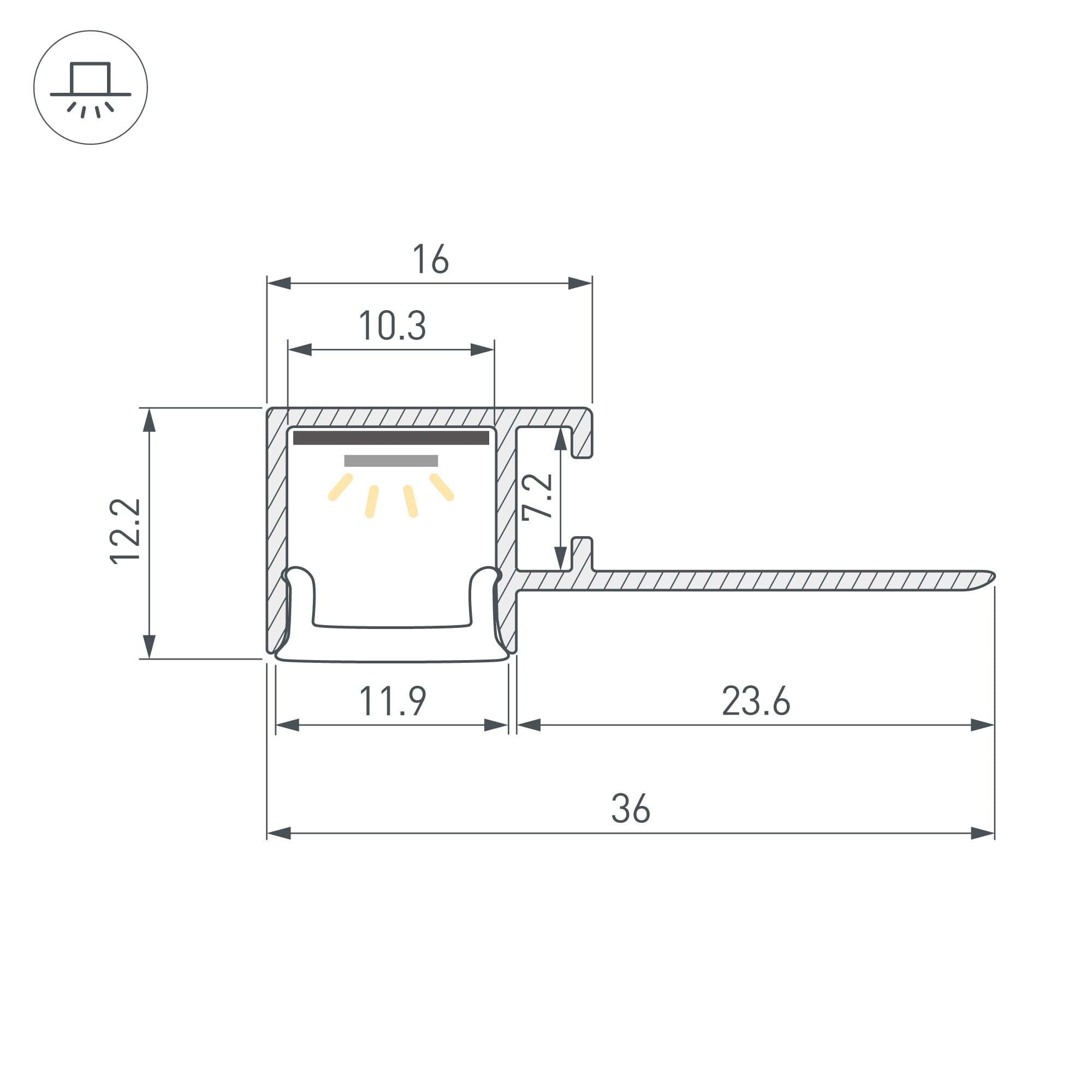 Профиль FANTOM-W12-EDGE-2000 ANOD (Алюминий)