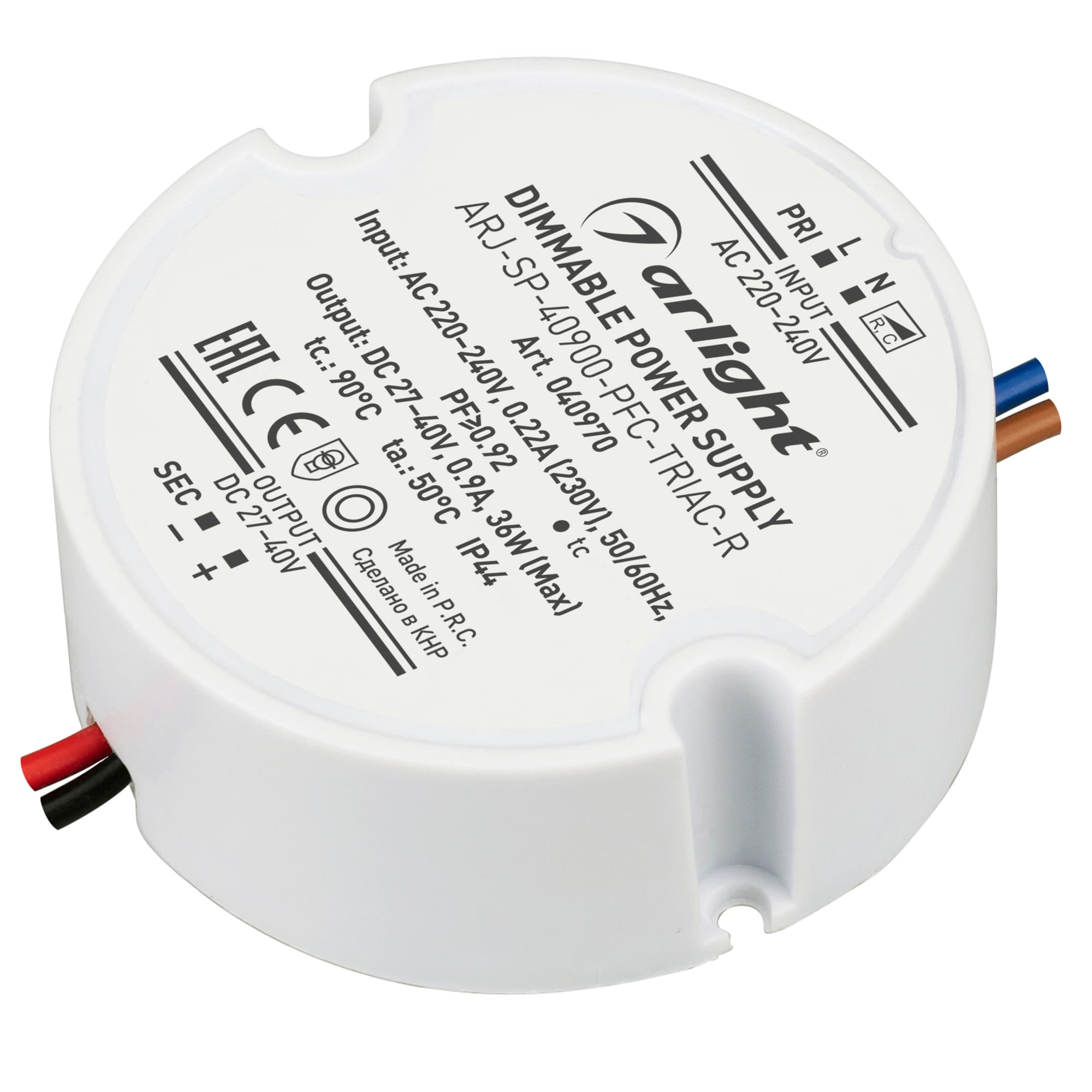 Блок питания ARJ-SP-40900-PFC-TRIAC-R (36W, 27-40V, 900mA) (IP44 Пластик, 5 лет)