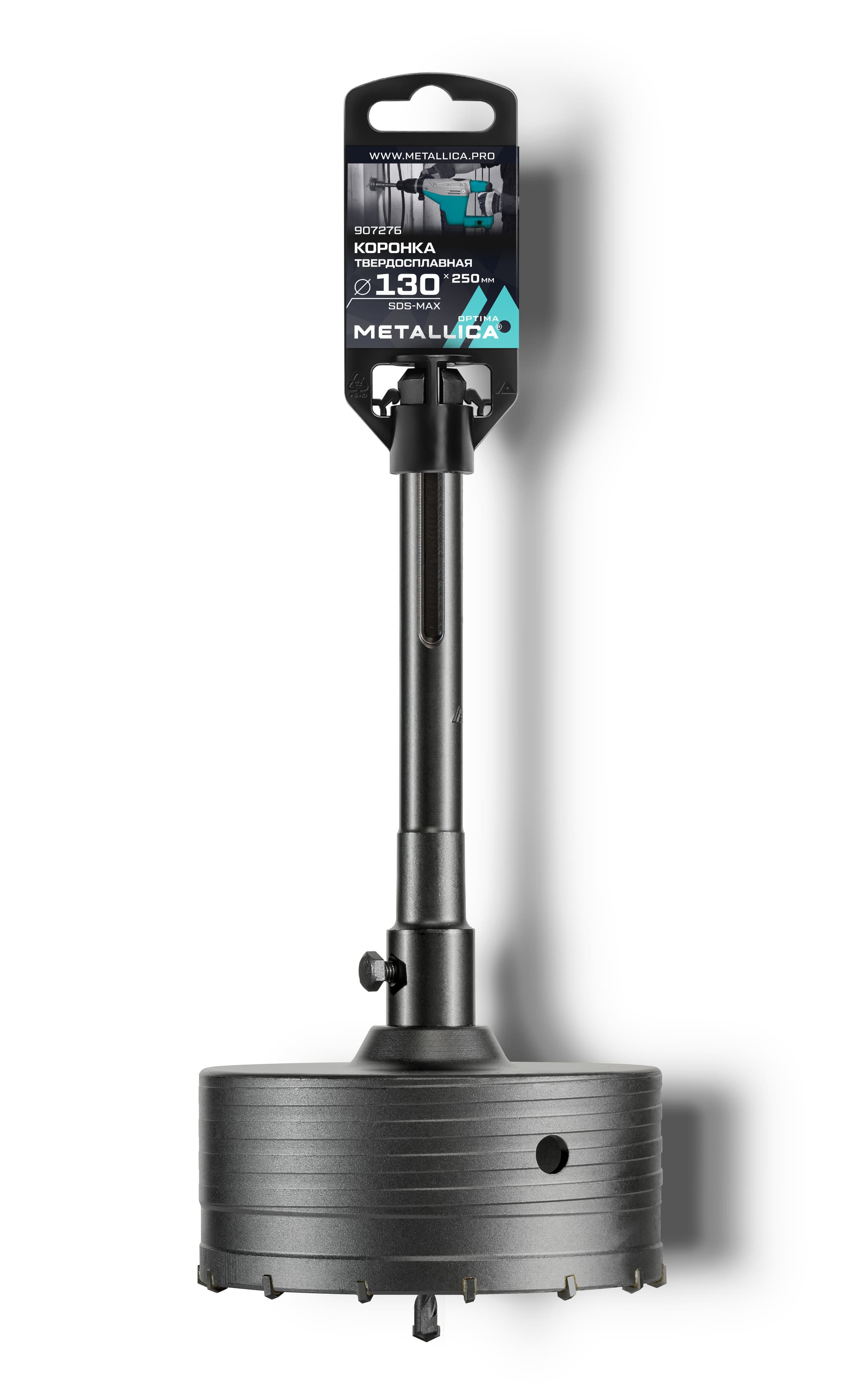 Коронка тв. спл. SDS-max 130x250/110 мм, h=50мм, М22,0х2,0 мм, с адаптером