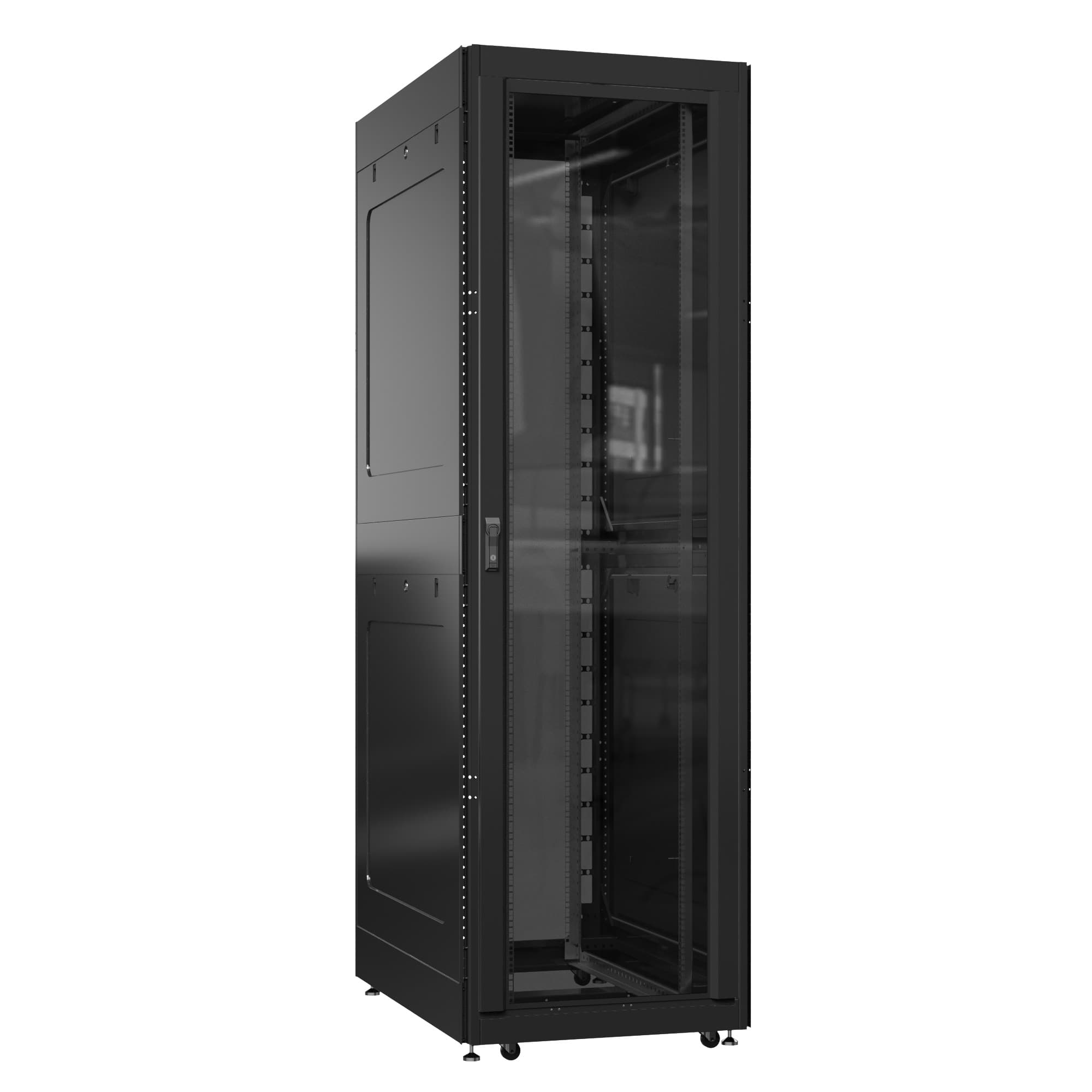 Шкаф серверный 42U 800х1000 передняя дверь: стекло IP41. задняя дверь: без. боковые панели: глухой металл. цвет: черный RAL9005 