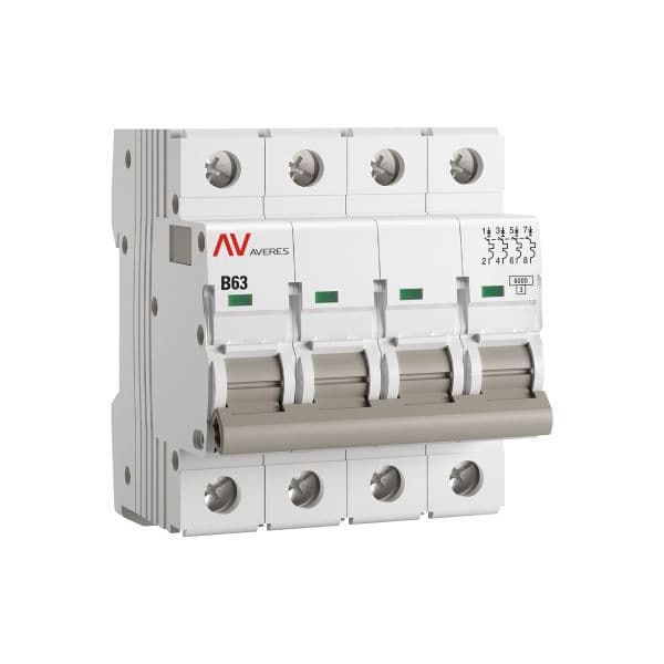 Выключатель автоматический AV-6 4P 63A (B) 6kA AVERES