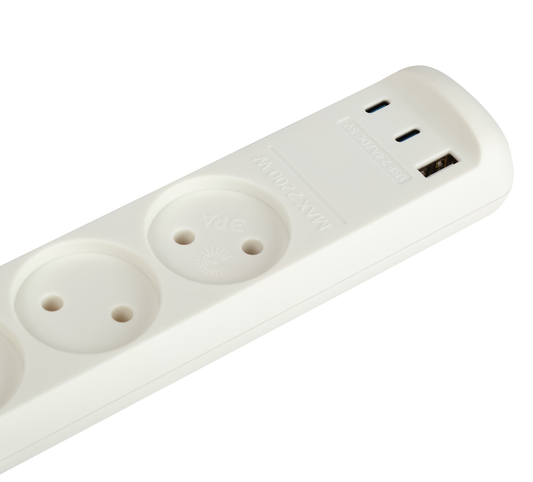 Удлинитель электрический U-3-3m-USB-W 3 розетки + 3xUSB A+C 3м 10А белый