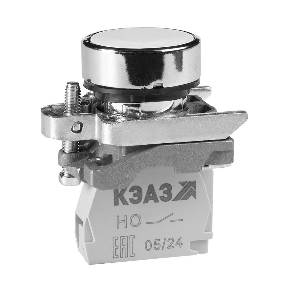 Кнопка КМЕ4510мС-белый-1но+0нз-цилиндр-IP54