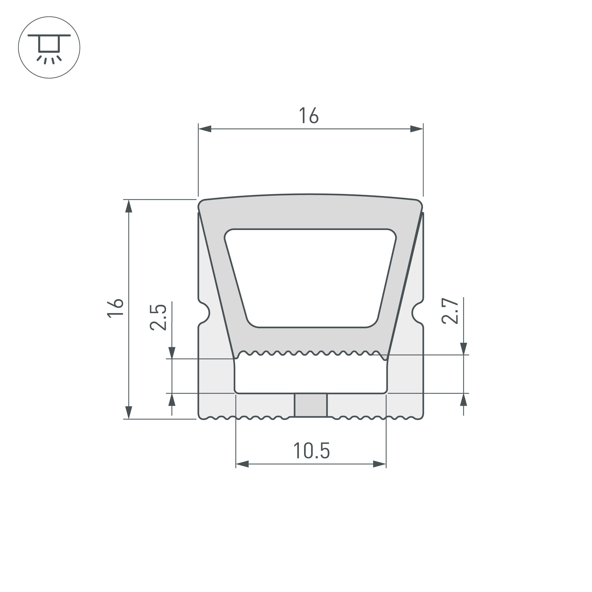 Профиль силиконовый WPH-FLEX-1616-TOP-S11-5m WHITE (Силикон)