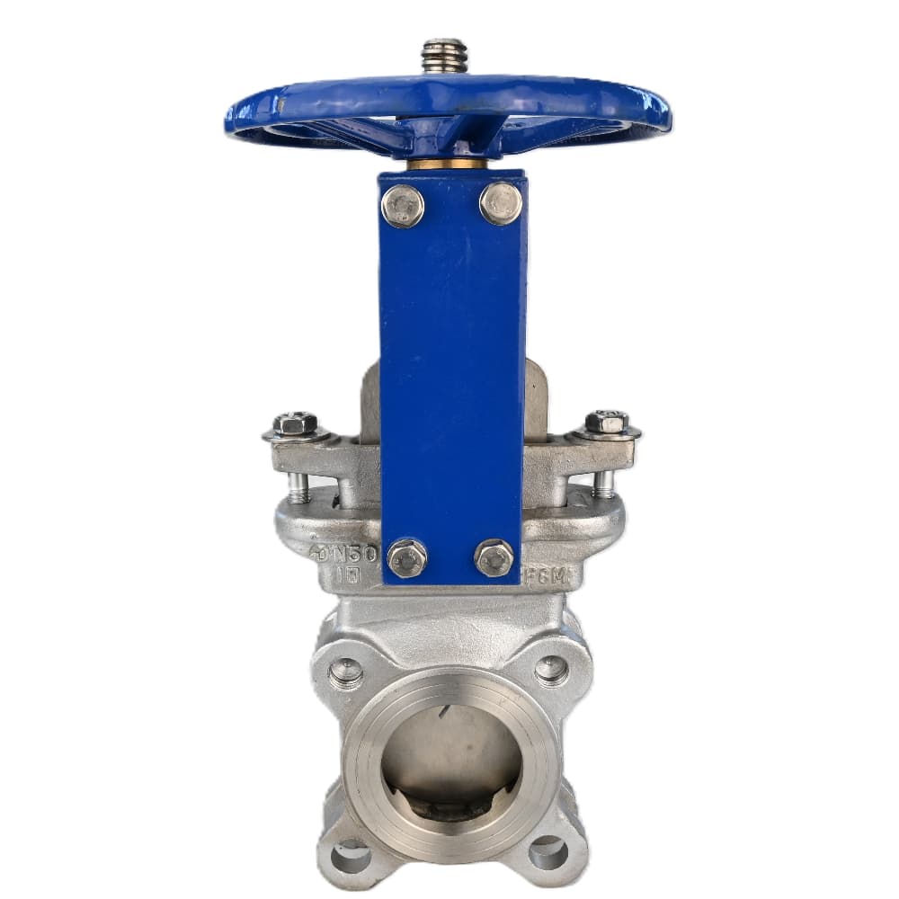 Задвижка шиберная 50-10-SS316-SS316-EPDM-1W-W Ду50 Ру10, корпус нержавеющая сталь 316, уплотнение EPDM, со штурвалом и выдвижным штоком