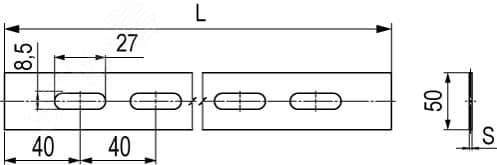 Полоса перфорированная 50x2000 мм, 2,5 мм