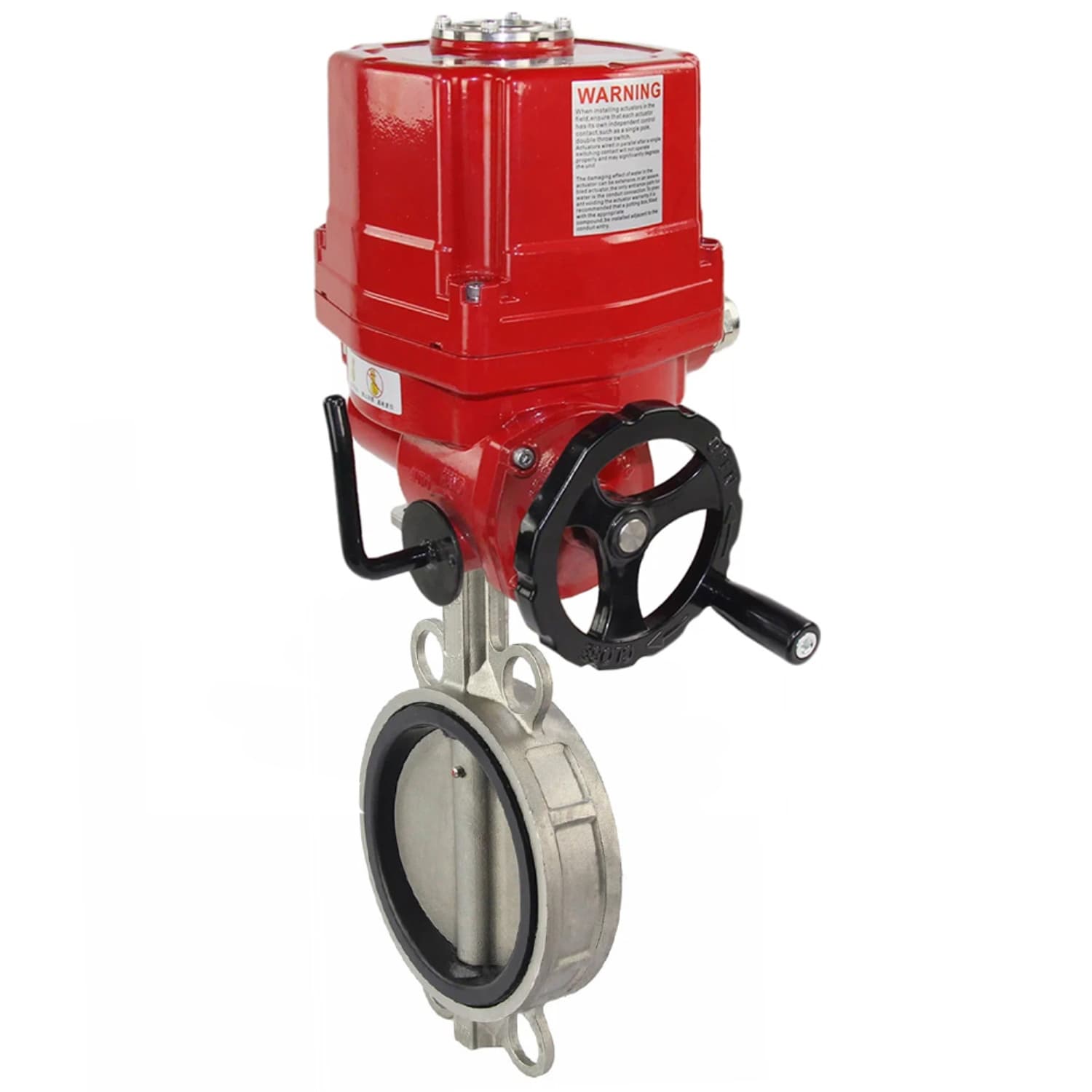Затвор дисковый поворотный 316L-316L-VITON Ду125 Ру16, корпус и диск нержавеющая сталь 316L, уплотнение VITON, с электроприводом EX-010 24В