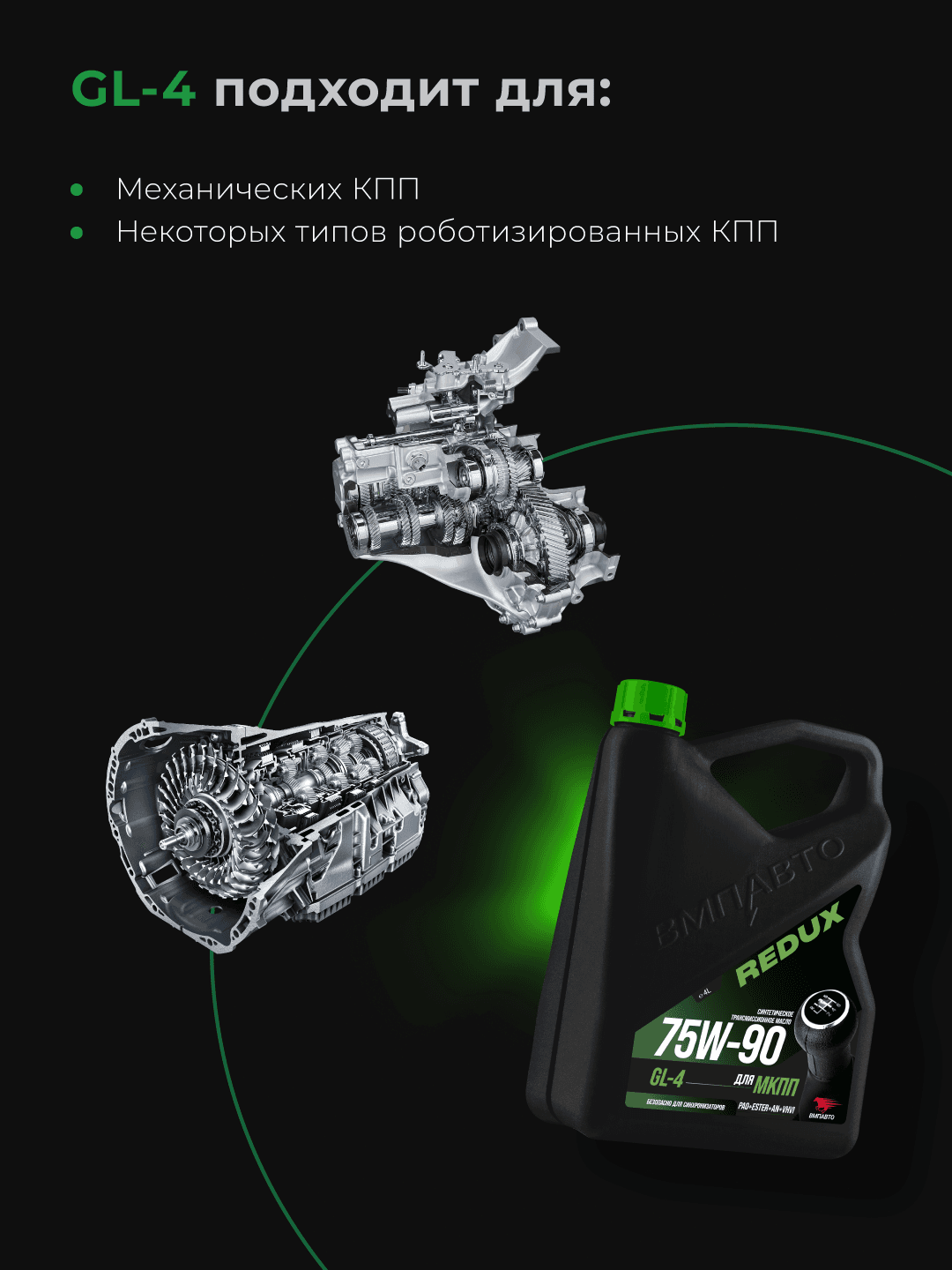 Масло трансмиссионное ВМПАВТО REDUX 75w-90 GL-4, канистра 20л