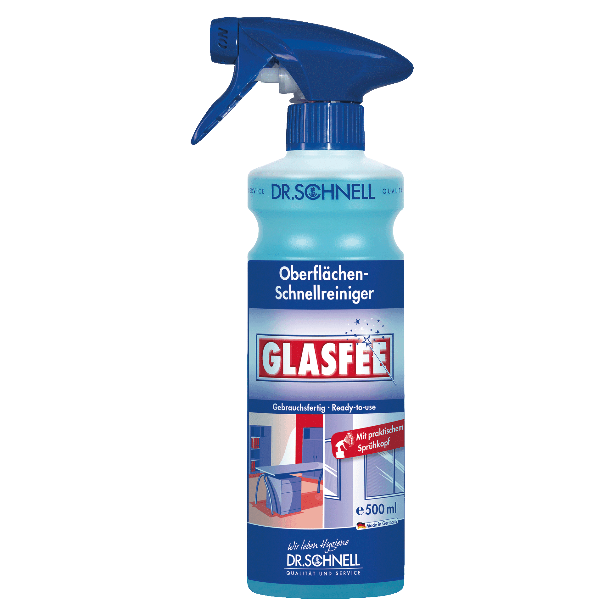 Средство для мытья глянценых и стеклянных поверхностей Glasfee с распылителем, 500 мл