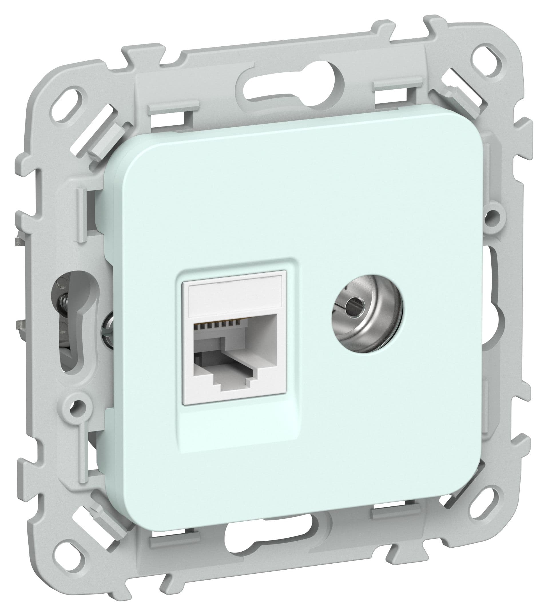 FLITE Розетка 2-местная RJ45/TV категория 5Е UTP РКТВ5е-2-0-ФлХЛ холодный лед IEK