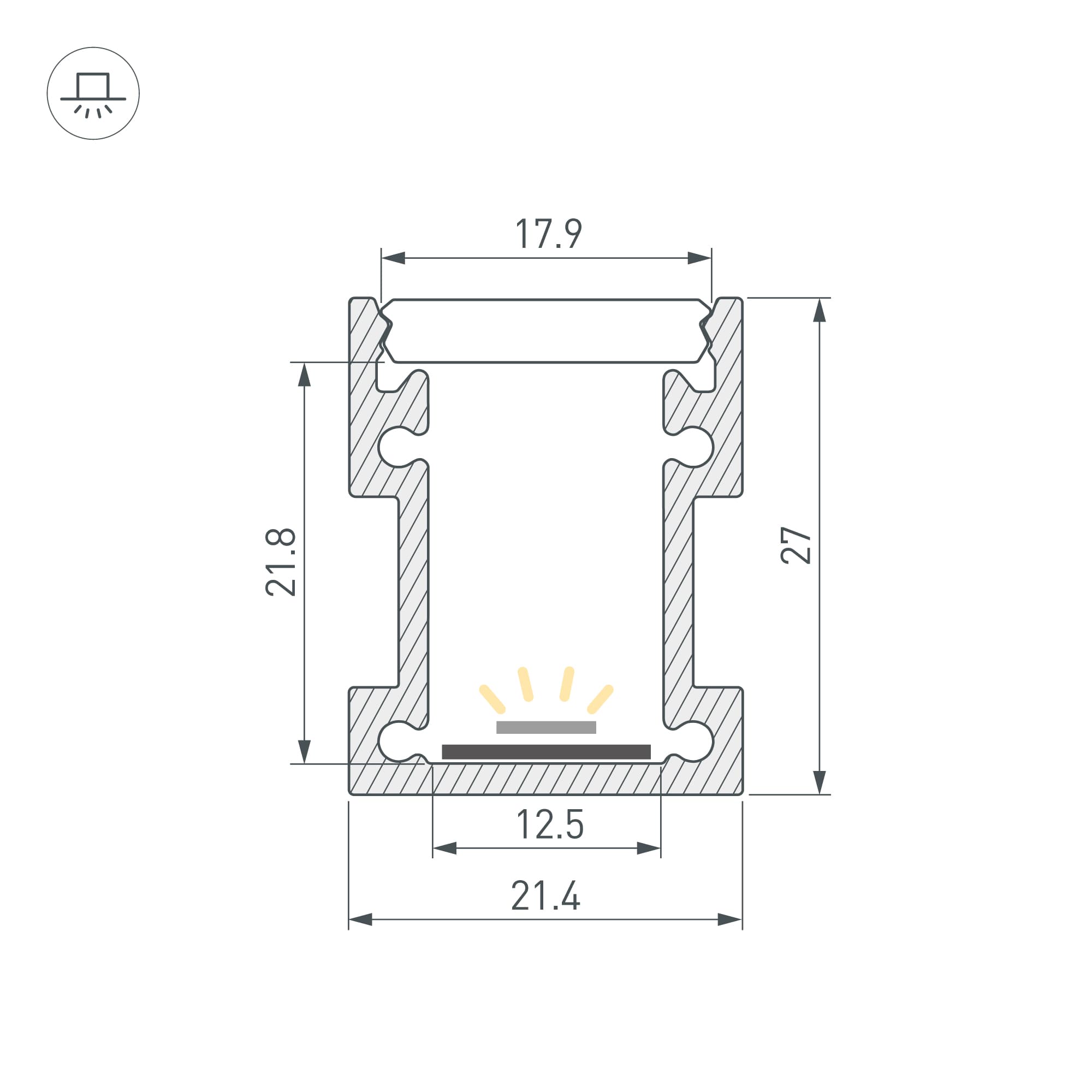 Профиль FLOOR22-H27-2000 ANOD, алюминий