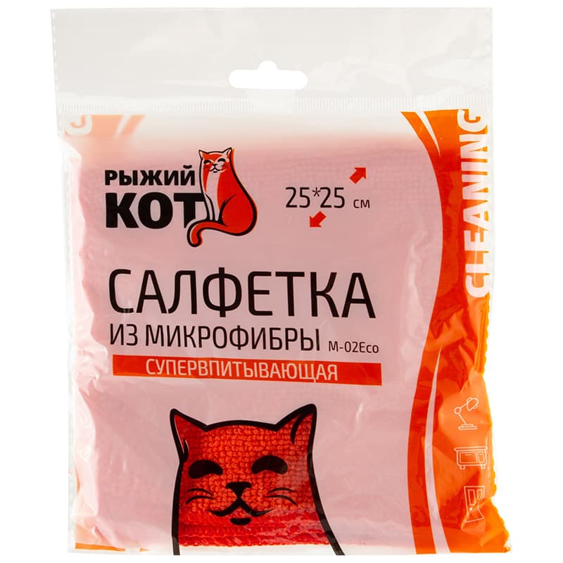 Салфетка из микрофибры М-02Есо, цвет: красный, размер: 25х25см