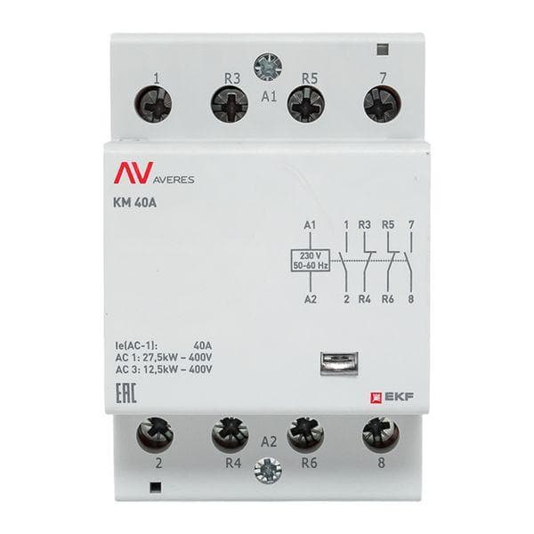 Контактор модульный КМ 40А 2NO+2NC 230VAC (3 мод.) AVERES