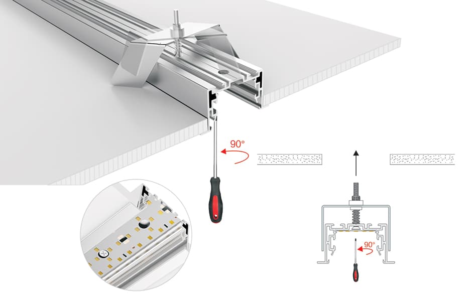 Профиль с экраном S2-LINIA55-F-2500 ANOD+OPAL (ARL, Алюминий)