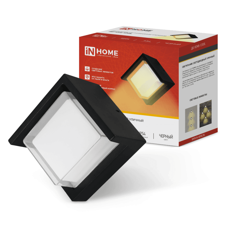 Светильник уличный светодиодный ДБУ ROMB-1230BL 12Вт 3000К IP54 черный IN HOME
