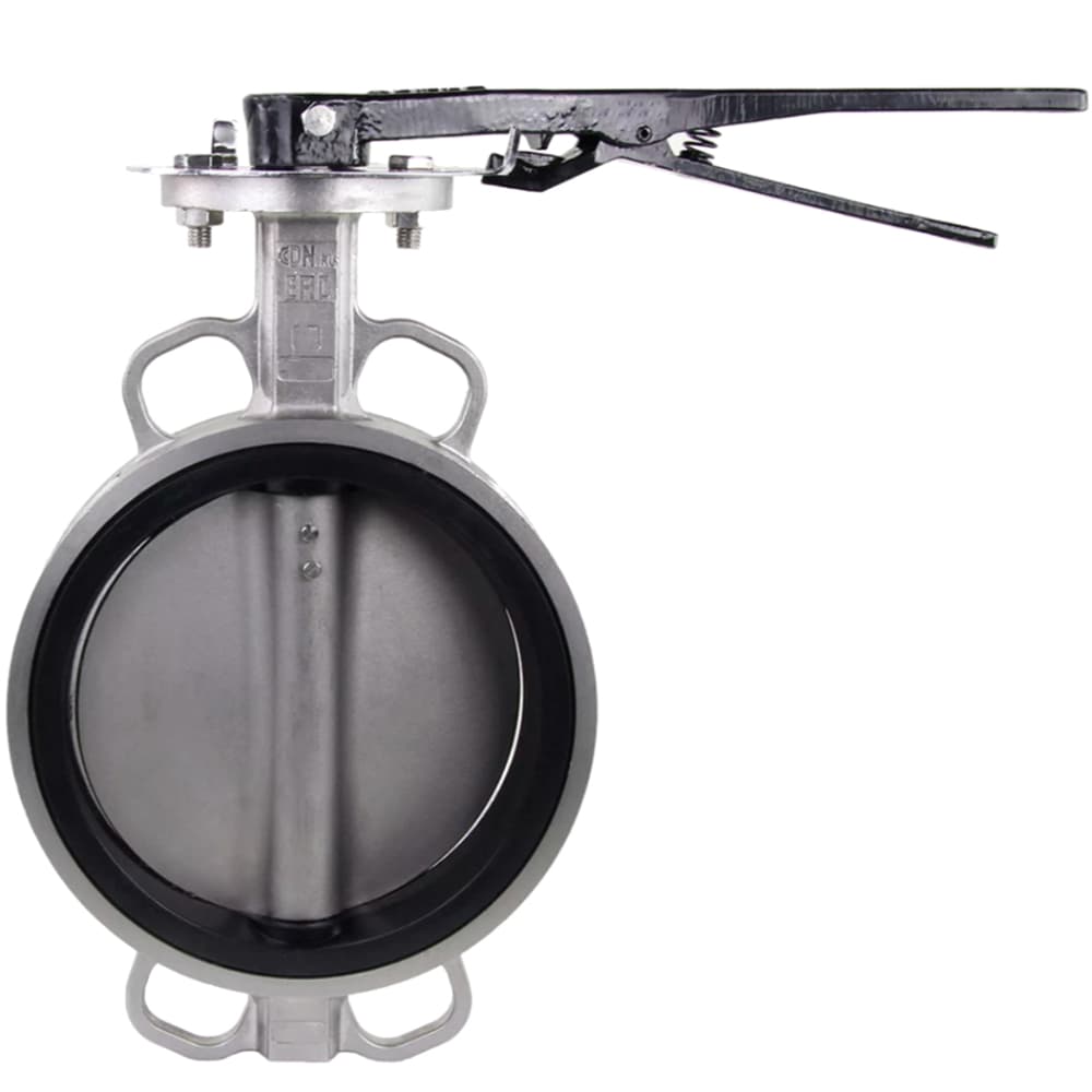 Затвор дисковый поворотный 316L-316L-VITON Ду200 Ру16 корпус и диск нержавеющая сталь 316L, уплотнение VITON, с рукояткой, квадрат 17х17, F10