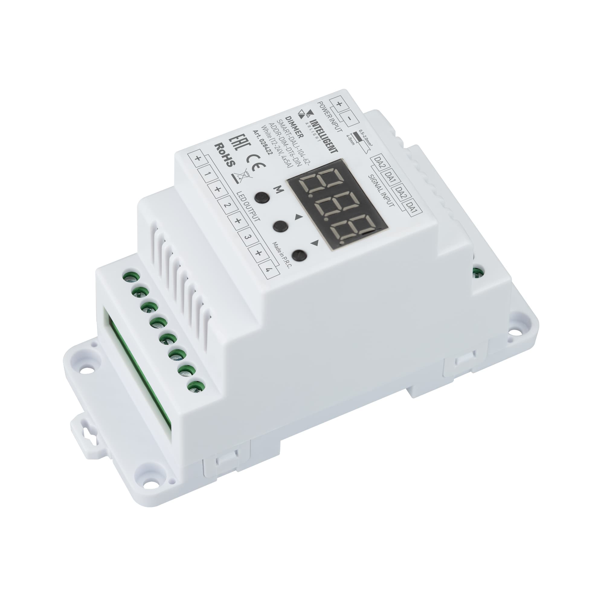 Диммер INTELLIGENT SMART-DALI-104-62-ADDR-DIM-DT6-DIN White (12-24V, 4x5A) (IARL, IP20 Пластик, 5 лет)