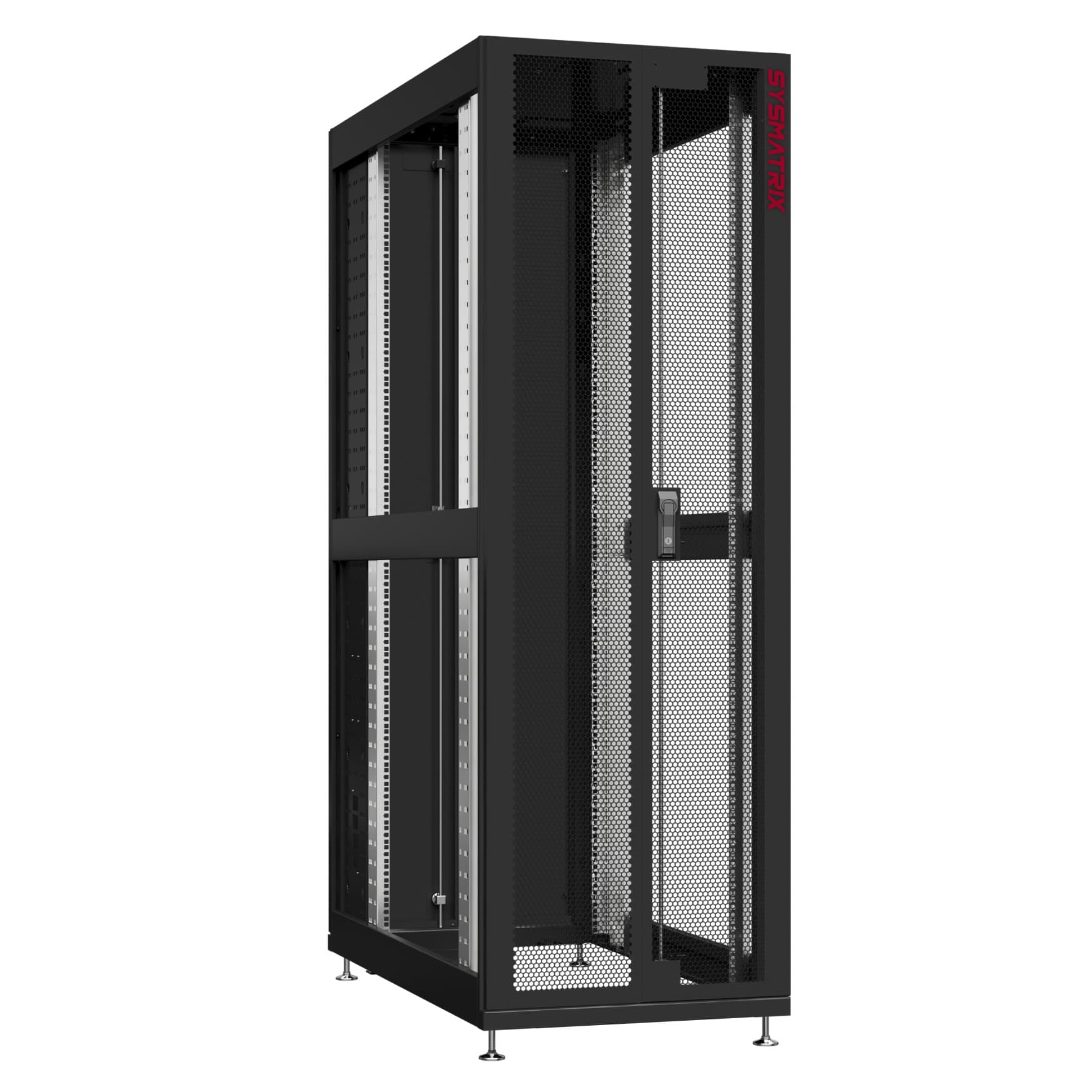 Шкаф серверный 45U 600х1200 передняя дверь: двустворчатая перфорированная IP20. задняя дверь: двустворчатая глухой металл IP51. боковые панели: без. цвет: черный RAL9005