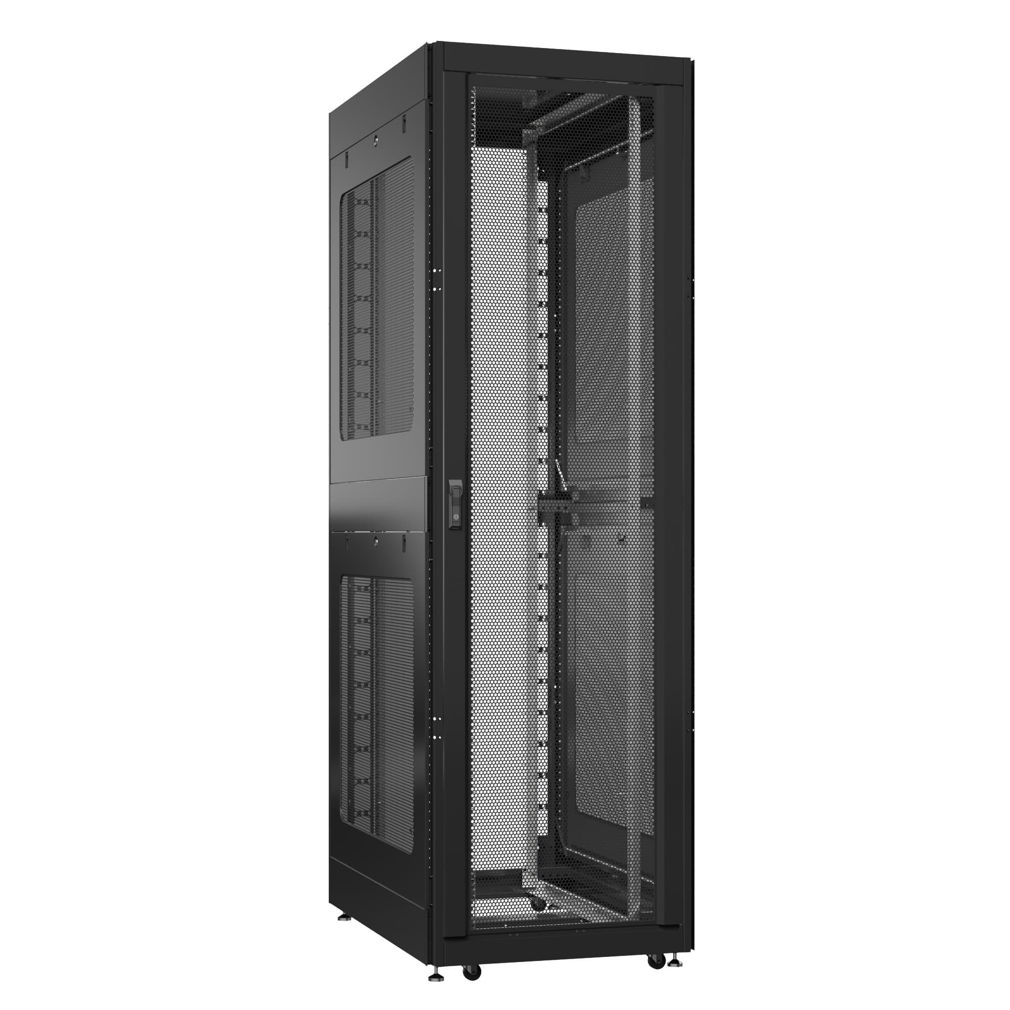 Шкаф серверный 42U 800х1000 передняя дверь: двустворчатая глухой металл IP51. задняя дверь: без. боковые панели: перфорированные. цвет: черный RAL9005