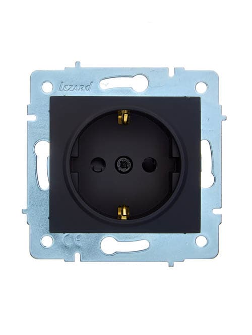 ASTI Розетка с защитой от детей, 16 А,механизм, чёрный бархат Lezard 7081-4288-124B