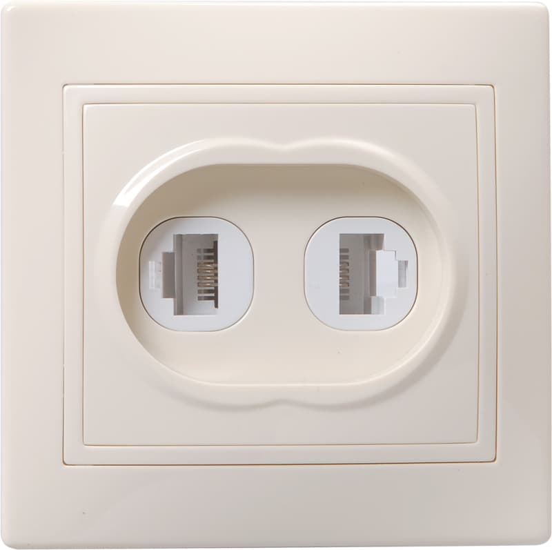 KVARTA Розетка 2-местная RJ11+RJ45 кат.5е РК/Т12-ККм кремовый GENERICA