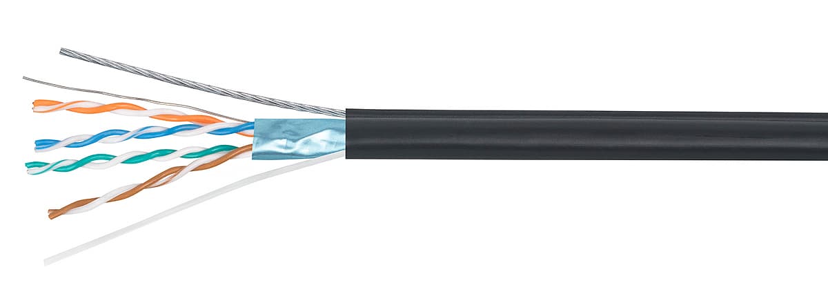 Витая пара F/UTP Cat 5e 4 пары 24 AWG solid OUT(+75 C - -40 C) с тросом 305м