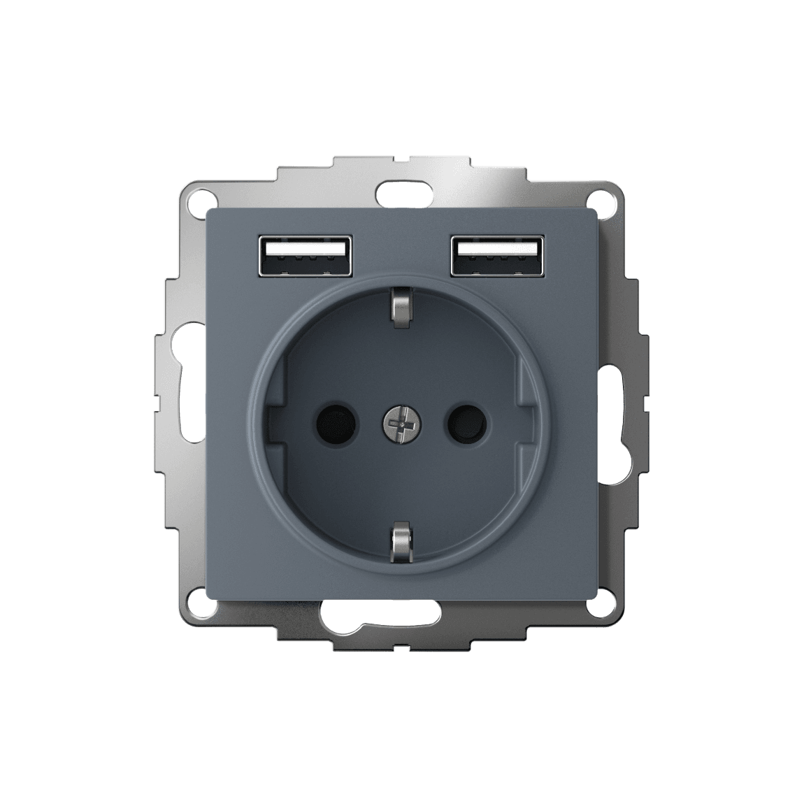 РОЗЕТКА ATLASDESIGN 16А c 2 USB A+A, 5В/2,4А, 2х5В/1,2А, механизм, ГРИФЕЛЬ