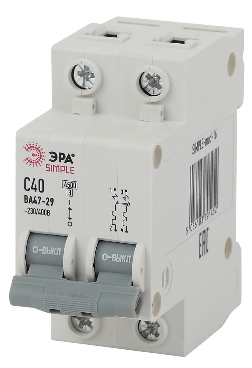 Выключатель автоматический 2P 32А (C) 4,5кА ВА 47-29 (6/90/1800) SIMPLE-mod-15