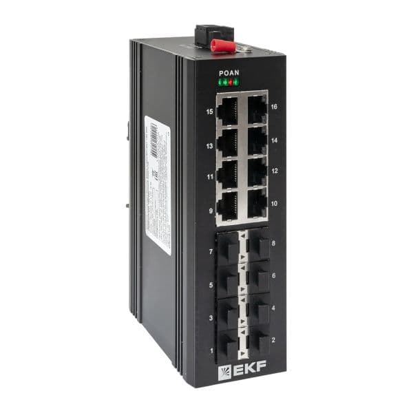 Коммутатор промышленный неуправляемый U-8GX/SFP-8GT, 8 портов 1000Base-X SFP, 8 портов 10/100/1000Base-T(X) RJ45, монтаж на динрейку TSX EKF