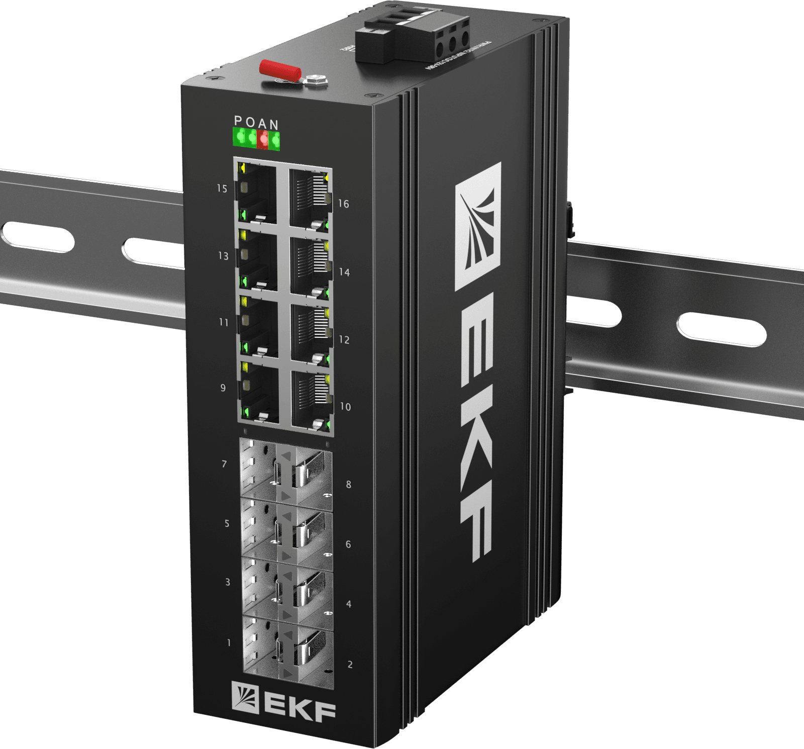 Коммутатор промышленный неуправляемый U-8GX/SFP-8GT, 8 портов 1000Base-X SFP, 8 портов 10/100/1000Base-T(X) RJ45, монтаж на динрейку TSX EKF