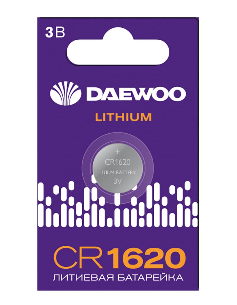 Элемент питания батарейка таблетка литиевая типоразмер 1620 CR1620 DAEWOO Lithium BL-1 Jazzway