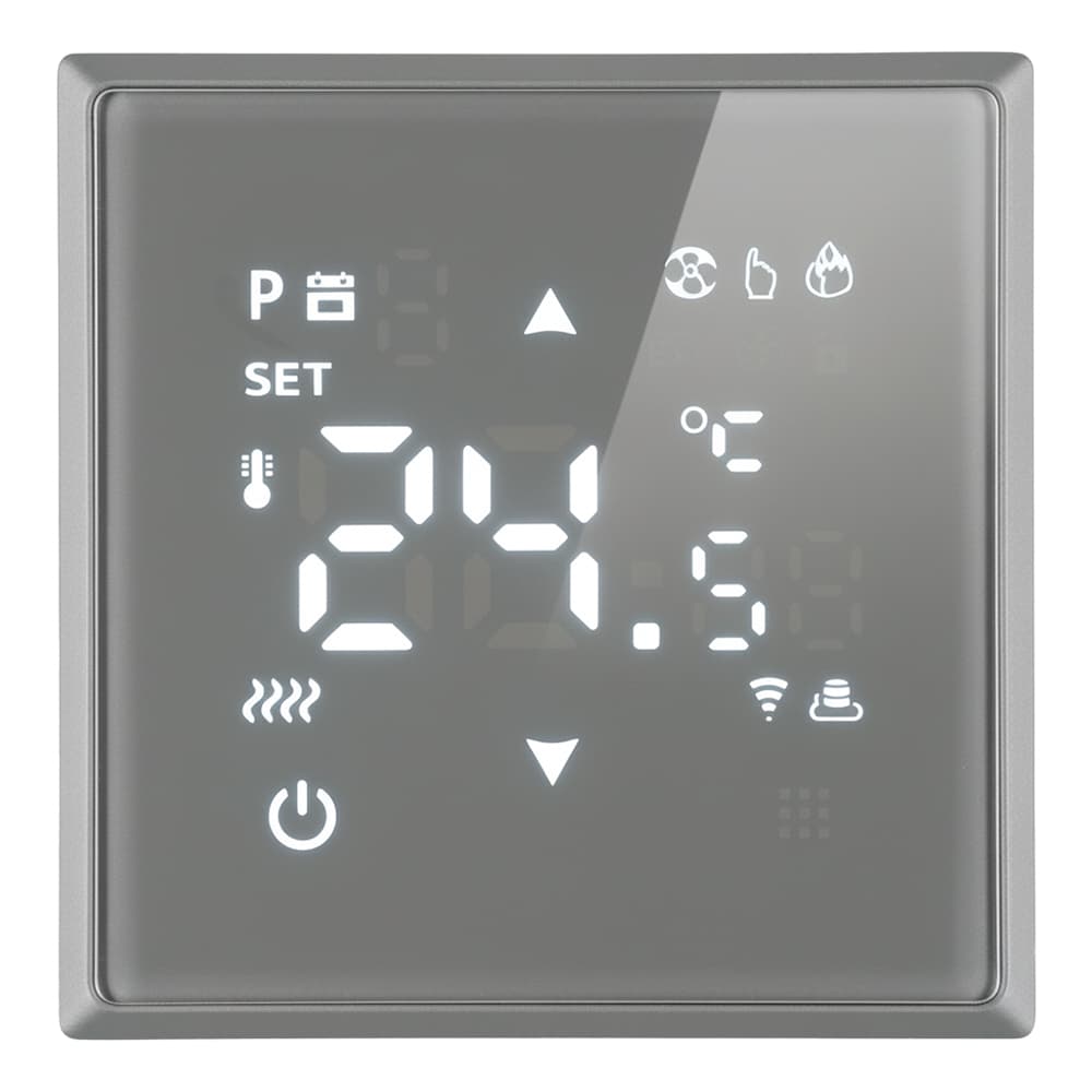 Терморегулятор Wi-Fi (механизм) 250В 3500Вт серия Эмили платиново-серый soft touch STEKKER