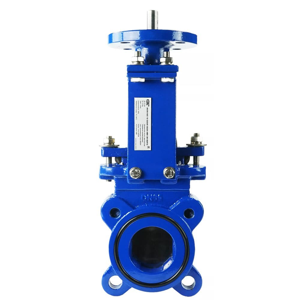 Задвижка шиберная ножевая GGG40-SS304-NBR-2W-ISOF10 Ду50 Ру10 с невыдвижным шпинделем, корпус GGG40, нож SS304, уплотнение NBR, направление рабочей среды 2-стороннее, с ISO-фланцем под привод, шток 16, F10