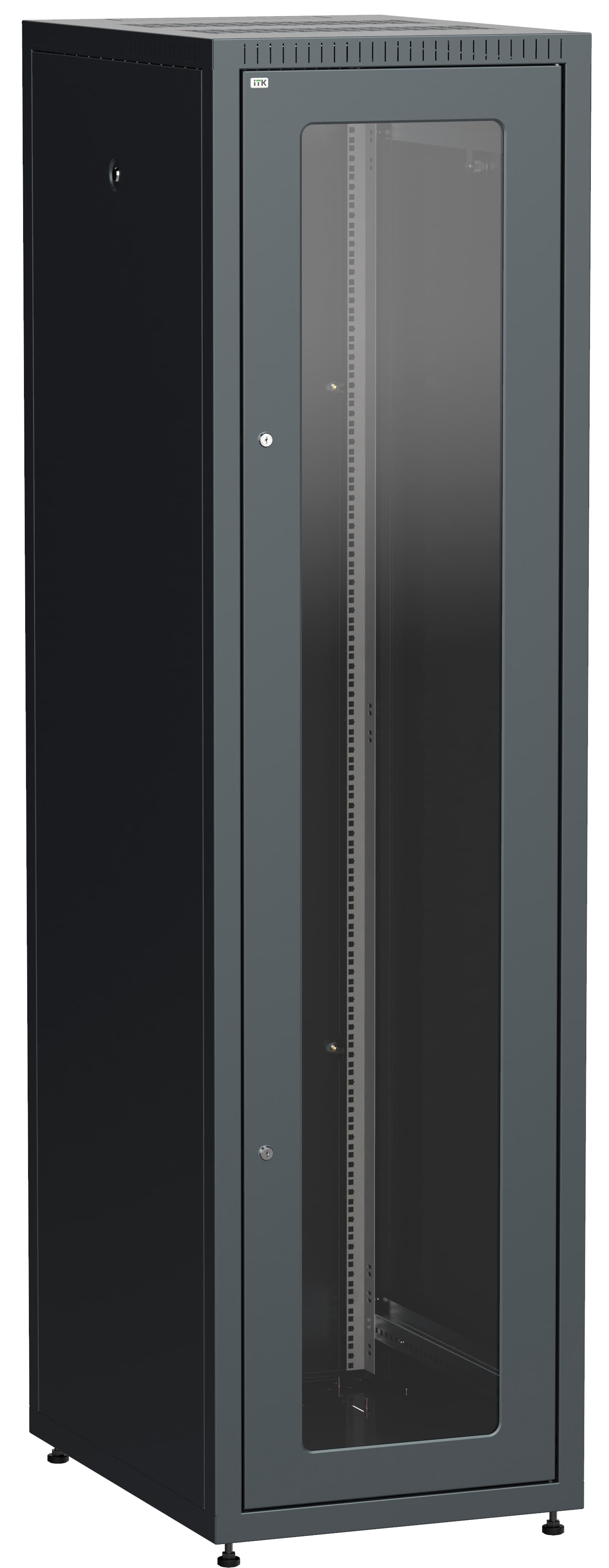 Шкаф LINEA E 47U 600х800мм двери 2шт стекло и металл черный