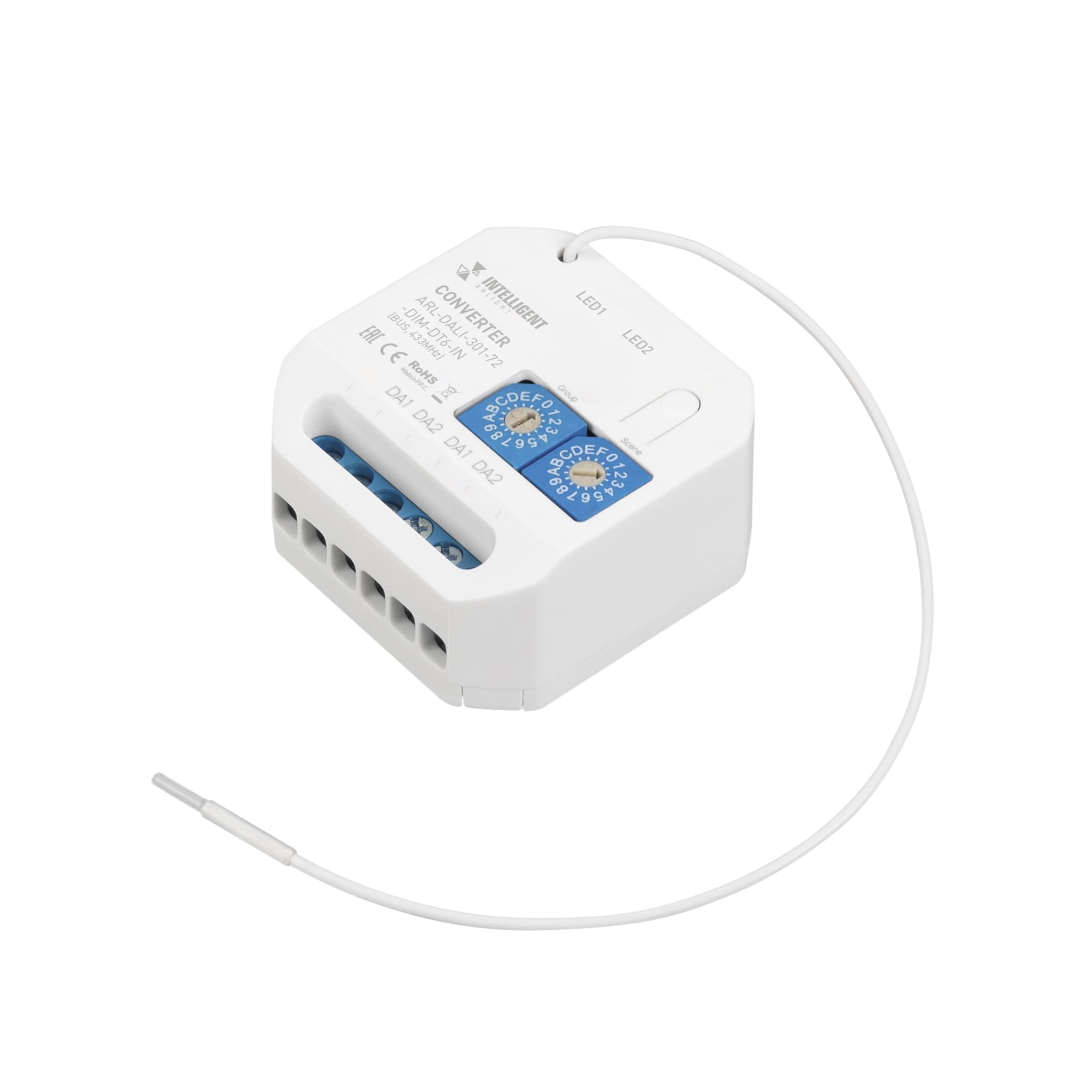 Конвертер INTELLIGENT ARLIGHT ARL-DALI-301-72-DIM-IN, BUS, 433MHz, IP20, пластик, 3 года