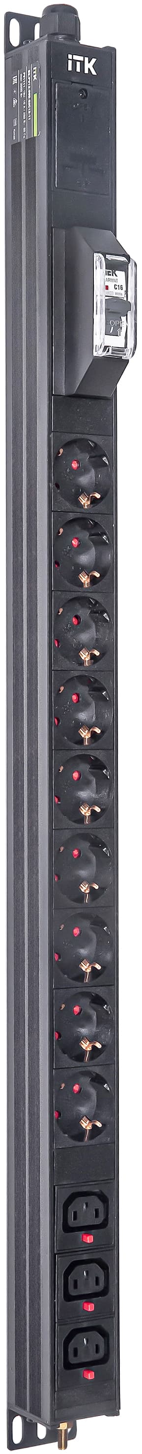 Блок распределения питания ITK BASE PDU PV1111 18U 1ф 16А 9SCHUKO 3C13 2.6м SCHUKO